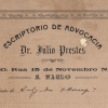 Dossi&ecirc;s de causas de clientes do Escrit&oacute;rio de Advocacia do Dr. J&uacute;lio Prestes. S&atilde;o Paulo, 1909-1913. APESP.