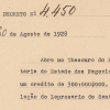 Decreto de abertura de cr&eacute;dito para a instala&ccedil;&atilde;o do Lepros&aacute;rio de Santo &Acirc;ngelo. S&atilde;o Paulo, 1928. Cole&ccedil;&atilde;o de Leis e Decretos. APESP